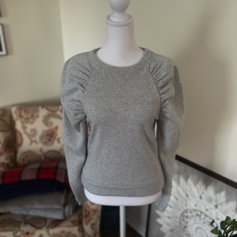 Express Sweater Gray Ruched Shoulder Size XXS 🩶